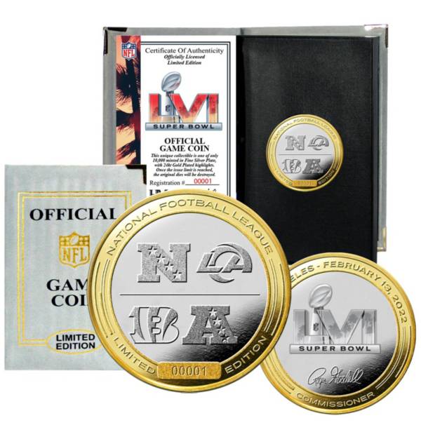 Highland Mint NFL Super Bowl LVI Cincinnati Bengals Vs. Los Angeles Rams Two-Tone Gold Flip Coin