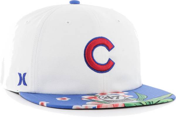 Hurley x '47 Men's Chicago Cubs White Captain Snapback Adjustable Hat