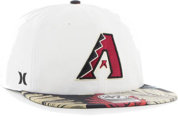 Hurley x '47 Men's Arizona Diamondbacks White Captain Snapback Adjustable Hat