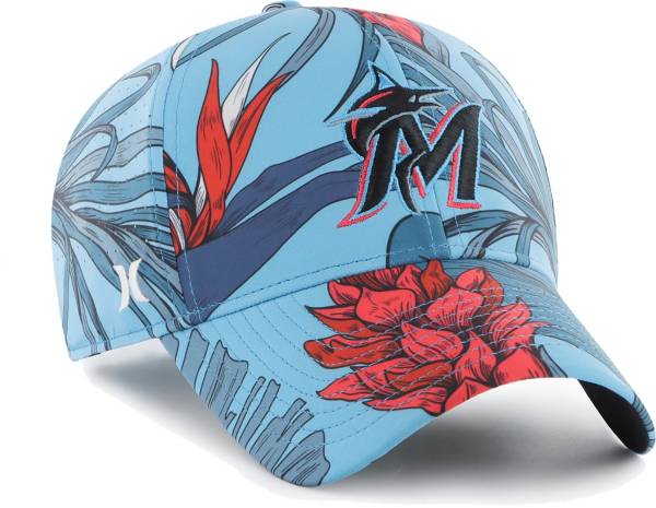 Hurley x '47 Men's Miami Marlins Blue Paradise MVP Adjustable Hat