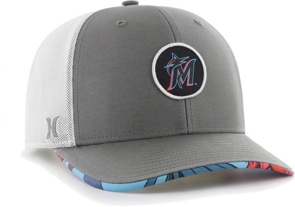 Hurley x '47 Men's Miami Marlins Dark Gray Paradise MVP Adjustable Hat