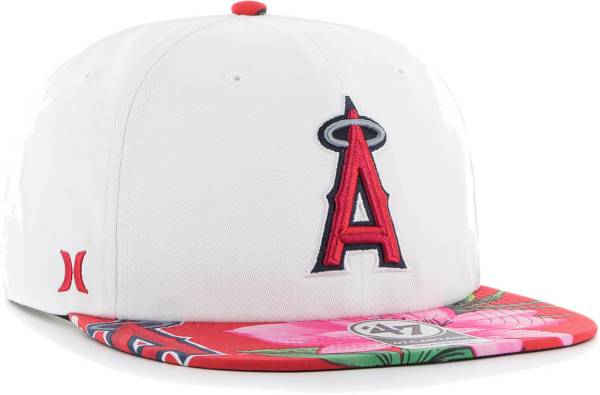 Hurley x '47 Men's Los Angeles Angels White Captain Snapback Adjustable Hat