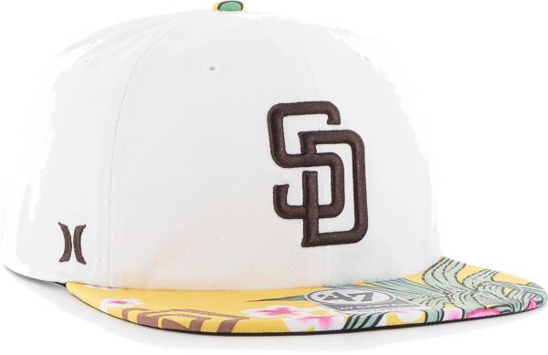 Hurley x '47 Men's San Diego Padres White Captain Snapback Adjustable Hat product image