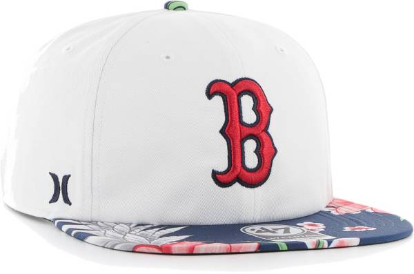 Hurley x '47 Men's Boston Red Sox White Captain Snapback Adjustable Hat