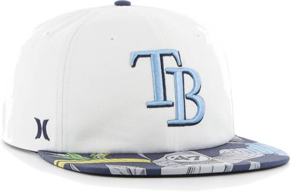 Hurley x '47 Men's Tampa Bay Rays White Captain Snapback Adjustable Hat