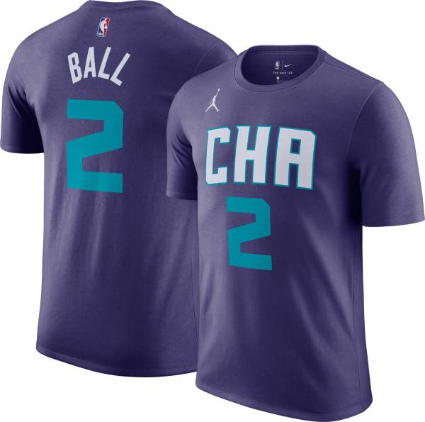 Jordan Men's Charlotte Hornets LaMelo Ball #2 Purple T-Shirt