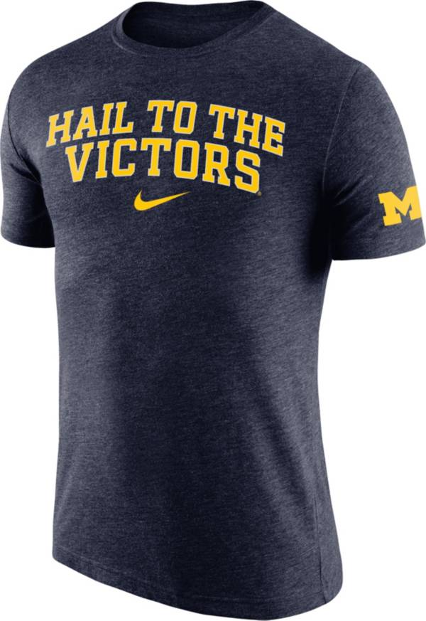 Nike Men's Michigan Wolverines Blue Hail to the Victors Dri-FIT Tri-Blend T-Shirt product image