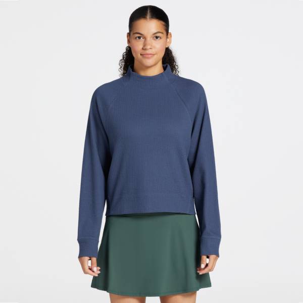 CALIA Women's Texture Long Sleeve Mock Neck Golf Shirt product image