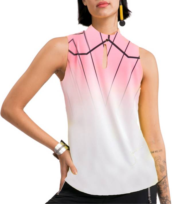 Jamie Sadock Women's Sleeveless Gradient Cyber Print Golf Polo
