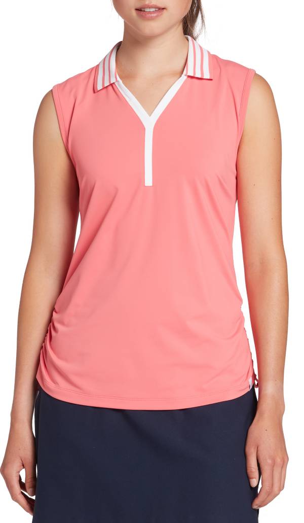 Lady Hagen Women's Side Ruching Sleeveless Golf Polo