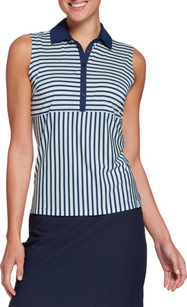 Lady Hagen Women's Striped Sleeveless Golf Polo