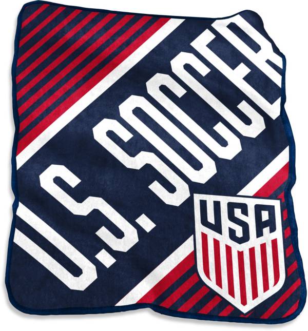 Logo USA Soccer Distressed Raschel Throw Blanket