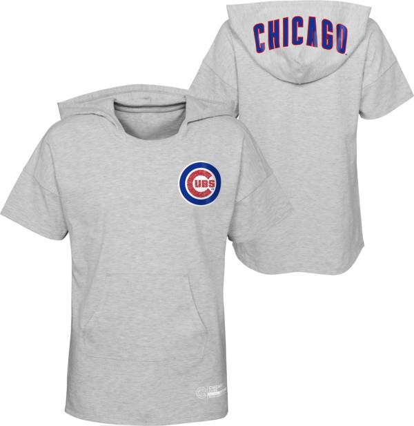 MLB Girls' Chicago Cubs Gray Clubhouse Short Sleeve Hoodie