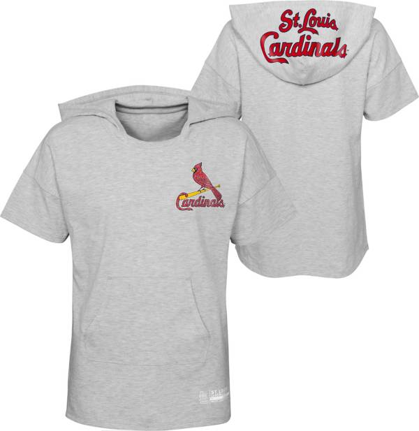 MLB Girls' St. Louis Cardinals Gray Clubhouse Short Sleeve Hoodie