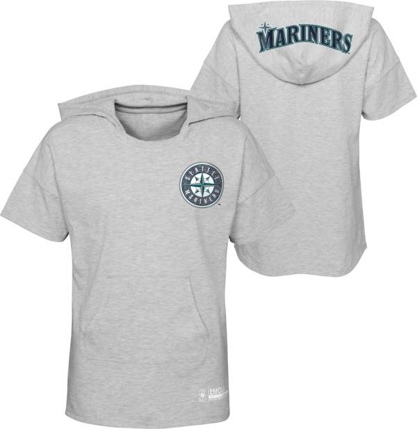 MLB Girls' Seattle Mariners Gray Clubhouse Short Sleeve Hoodie