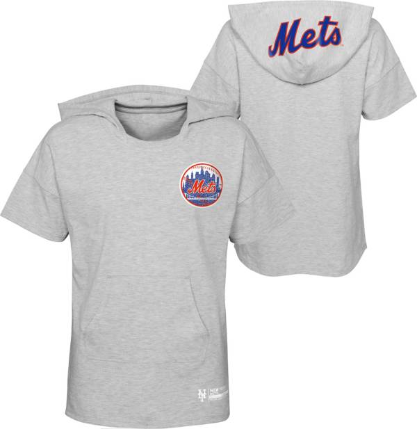 MLB Girls' New York Mets Gray Clubhouse Short Sleeve Hoodie product image