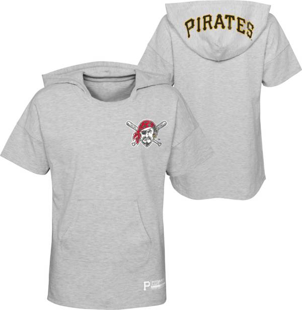 MLB Girls' Pittsburgh Pirates Gray Clubhouse Short Sleeve Hoodie