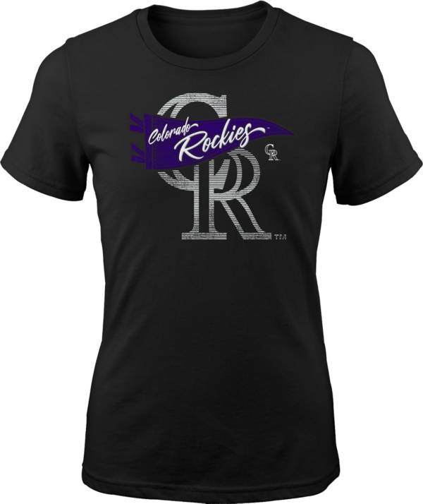 MLB Girls' Colorado Rockies Black Pennant Fever T-Shirt