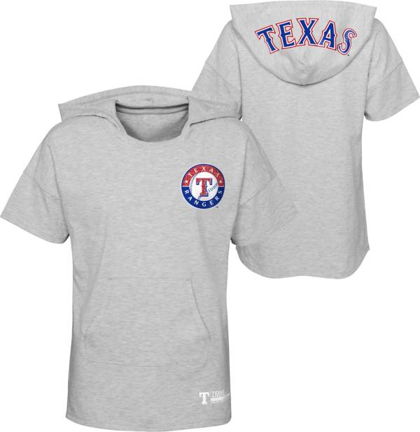 MLB Girls' Texas Rangers Gray Clubhouse Short Sleeve Hoodie
