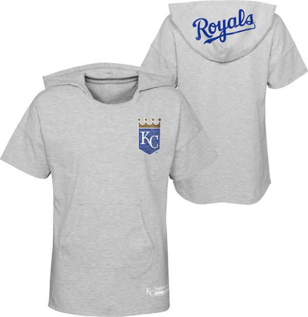 MLB Girls' Kansas City Royals Gray Clubhouse Short Sleeve Hoodie