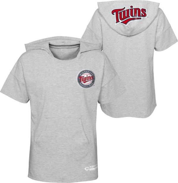 MLB Girls' Minnesota Twins Gray Clubhouse Short Sleeve Hoodie
