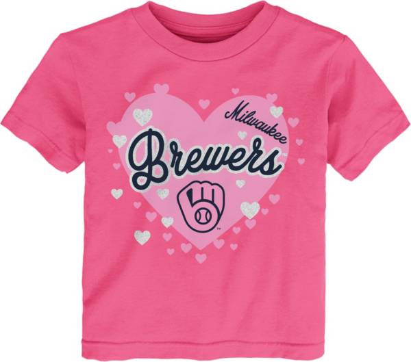 MLB Team Apparel Toddler Milwaukee Brewers Dark Pink T-Shirt