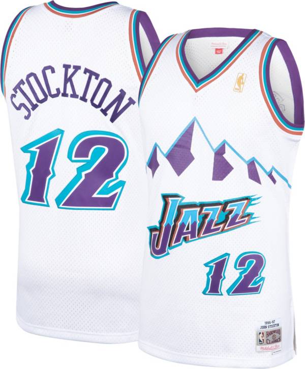 Mitchell & Ness Men's  Utah Jazz John Stockton #12 White Hardwood Classics Swingman Jersey product image