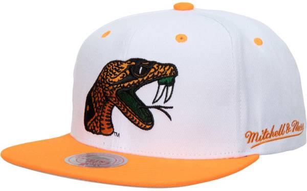 Mitchell & Ness Men's Florida A&M Rattlers White Dropback Adjustable Snapback Hat