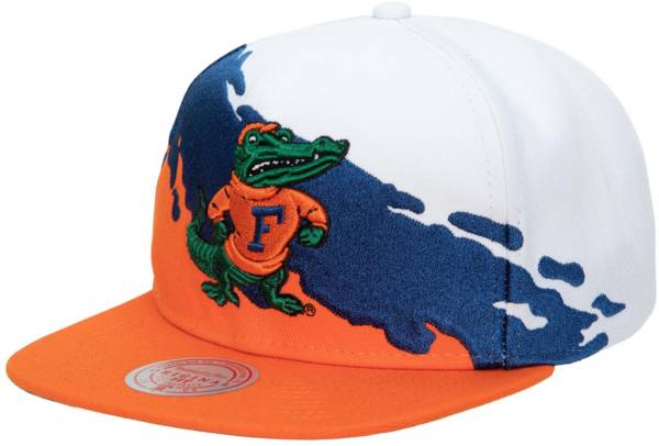 Mitchell & Ness Men's Florida Gators White Paint Brush Adjustable Snapback Hat