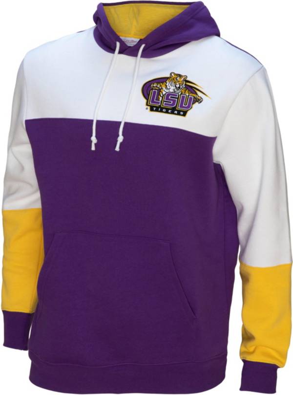 Mitchell & Ness Men's LSU Tigers White/Purple Fusion Fleece 2.0 Hoodie product image