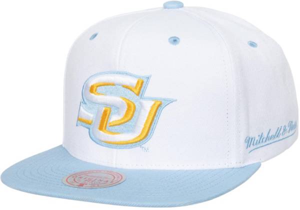 Mitchell & Ness Men's Southern University Jaguars White Dropback Adjustable Snapback Hat