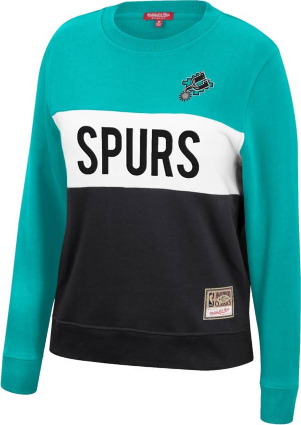 Mitchell & Ness Women's San Antonio Spurs Black Color Blocked Crewneck