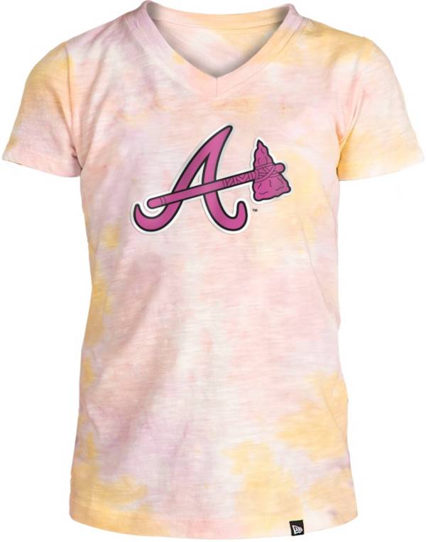 New Era Apparel Girl's Atlanta Braves Tie Dye V-Neck T-Shirt