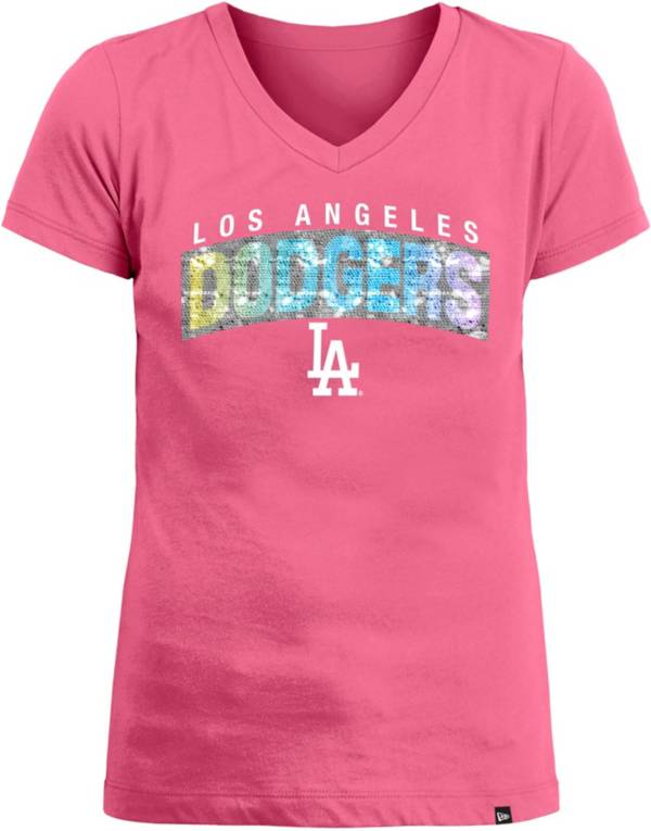 New Era Girls' Los Angeles Dodgers Pink Flip Sequin T-Shirt product image