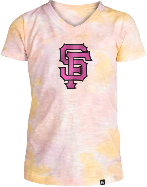 New Era Apparel Girl's San Francisco Giants Tie Dye V-Neck T-Shirt