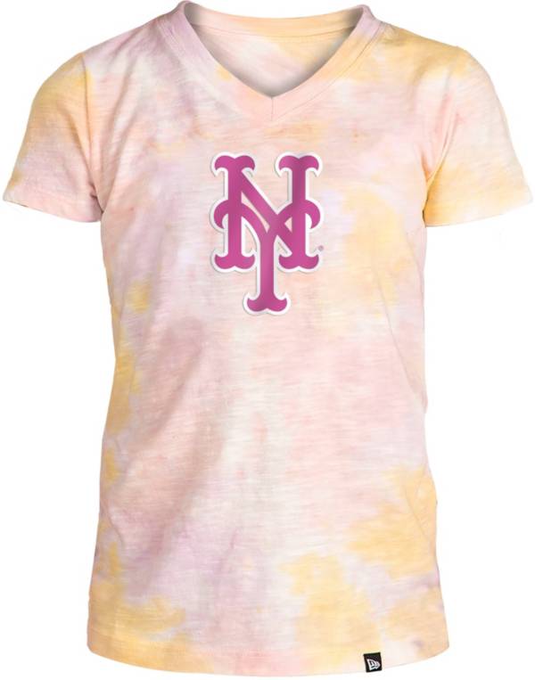 New Era Apparel Girl's New York Mets Tie Dye V-Neck T-Shirt