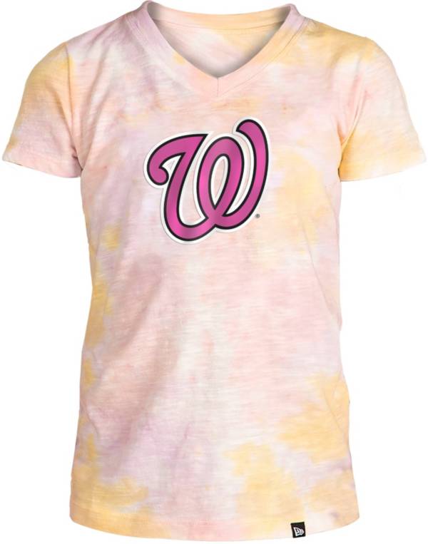 New Era Apparel Girl's Washington Nationals Tie Dye V-Neck T-Shirt