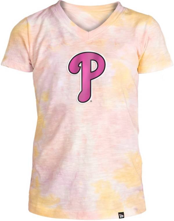 New Era Apparel Girl's Philadelphia Phillies Tie Dye V-Neck T-Shirt