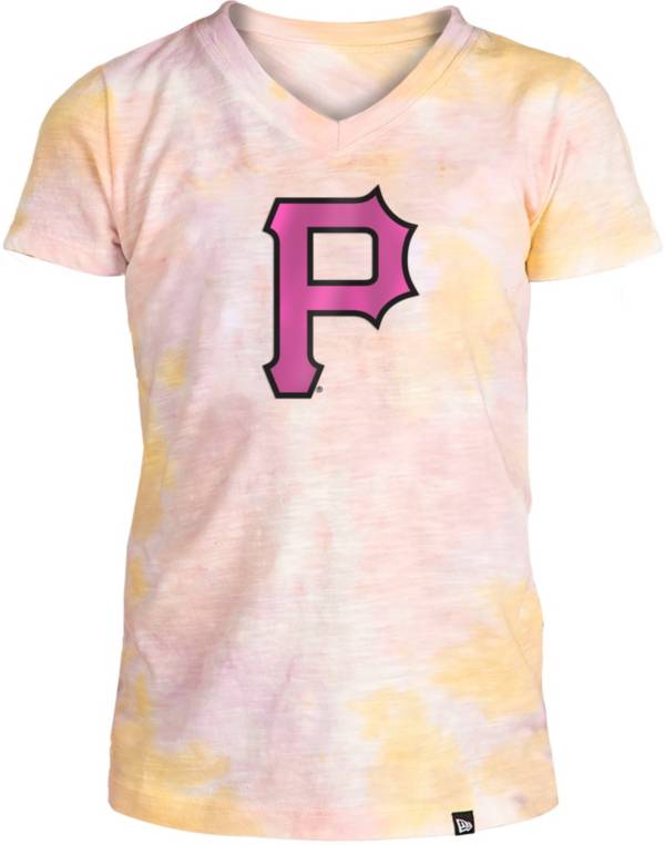 New Era Apparel Girl's Pittsburgh Pirates Tie Dye V-Neck T-Shirt