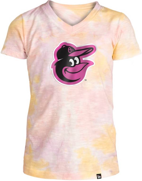 New Era Apparel Girl's Baltimore Orioles Tie Dye V-Neck T-Shirt product image