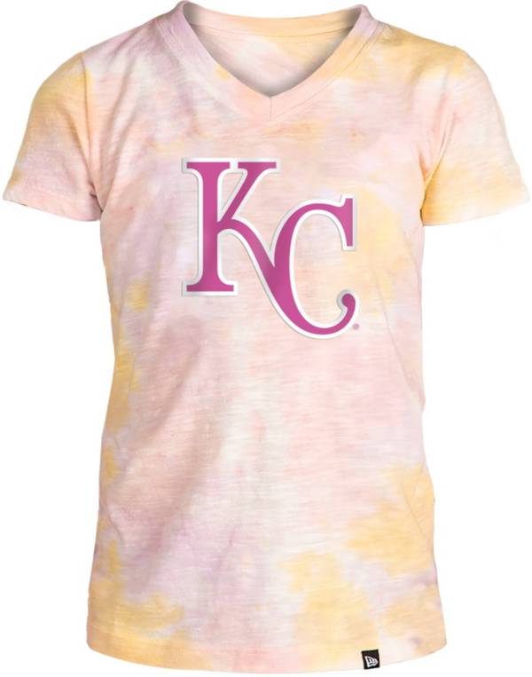 New Era Apparel Girl's Kansas City Royals Tie Dye V-Neck T-Shirt