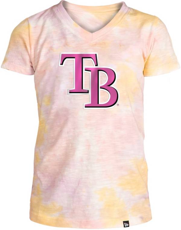 New Era Apparel Girl's Tampa Bay Rays Tie Dye V-Neck T-Shirt