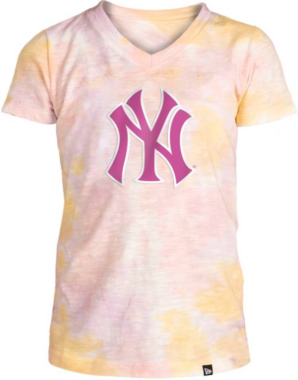 New Era Apparel Girl's New York Yankees Tie Dye V-Neck T-Shirt