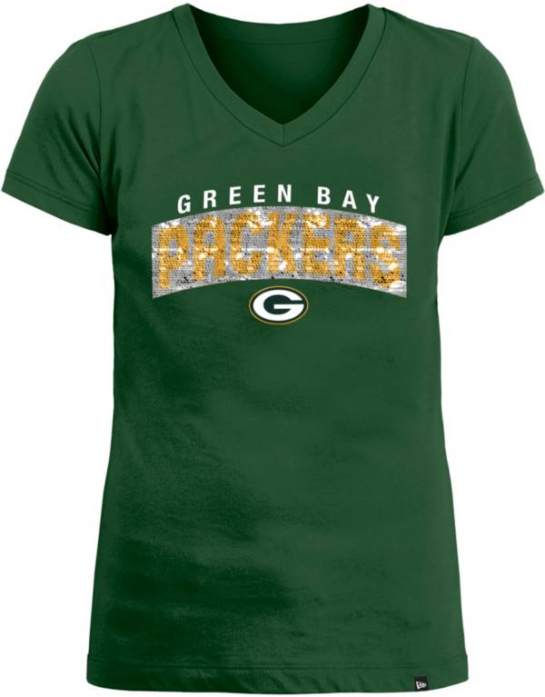 New Era Apparel Girls' Green Bay Packers Sequin Flip Green T-Shirt product image