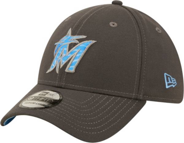 New Era Men's Father's Day '22 Miami Marlins Dark Gray 39Thirty Stretch Fit Hat
