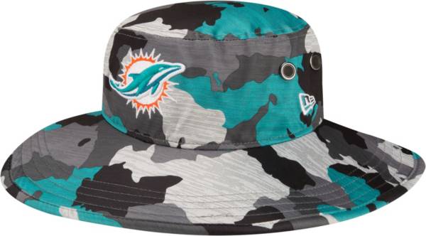 New Era Men's Miami Dolphins Training Camp 2022 Sideline Panama Camouflage Bucket Hat