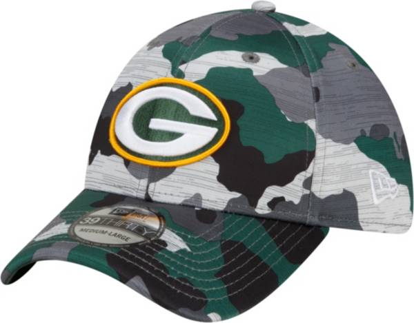 New Era Men's Green Bay Packers Sideline Training Camp 2022 Camouflage 39Thirty Stretch Fit Hat