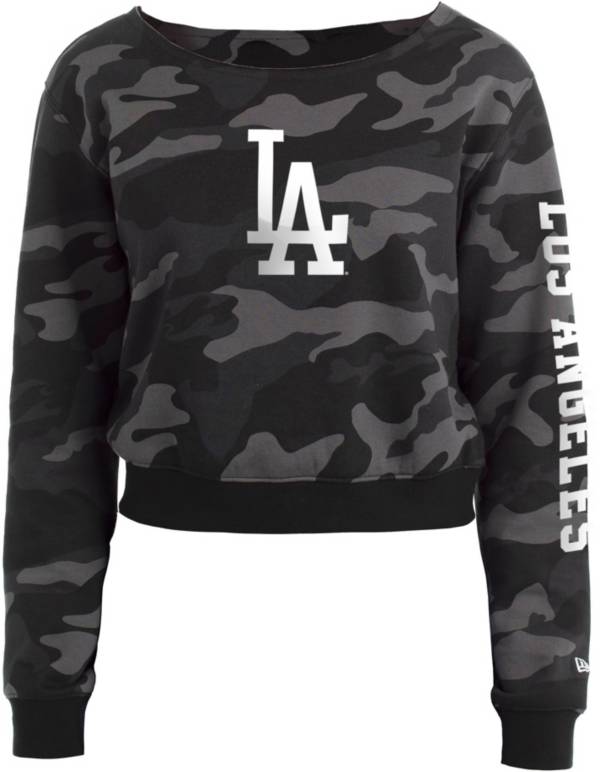 New Era Women's Los Angeles Dodgers Black Camo Cropped Long Sleeve T-Shirt product image
