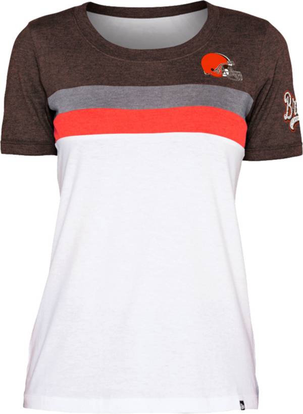 New Era Women's Cleveland Browns Colorblock White T-Shirt