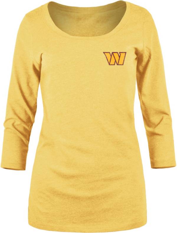 New Era Apparel Women's Washington Commanders Logo Gold Raglan T-Shirt